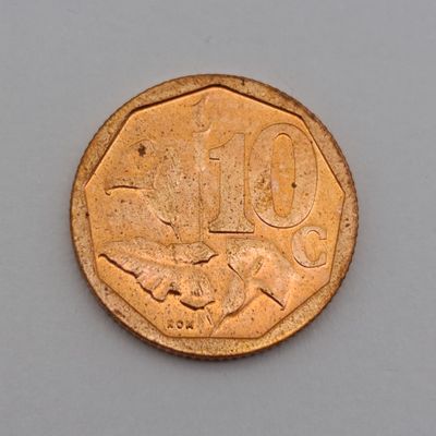 South Africa 2020 Ten cent uncirculated with cracked die mark