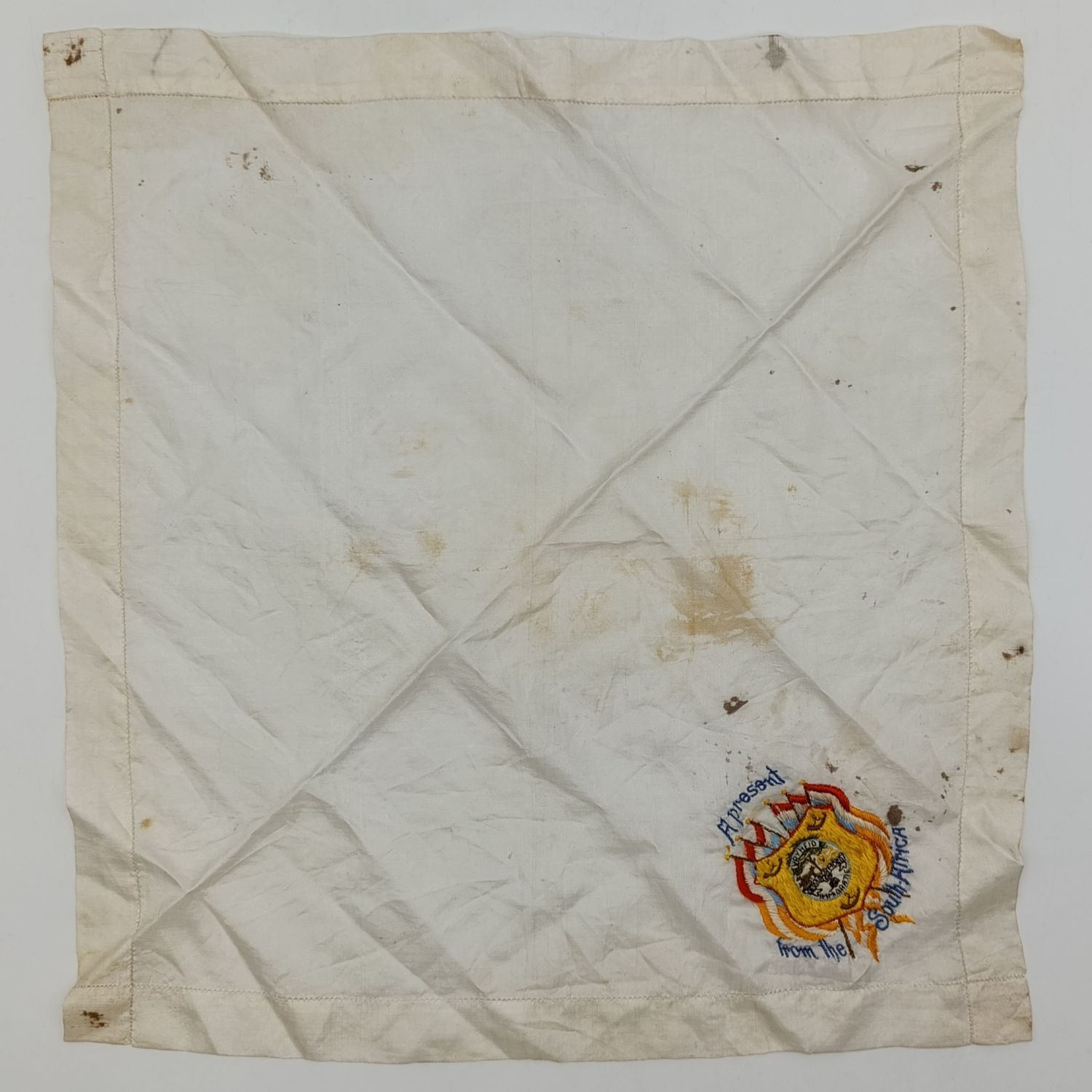 Boer War Orange Free State embroidered silk handkerchief / napkin