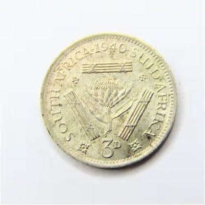 1940 SA Union 3d Tickey - uncirculated with some toning