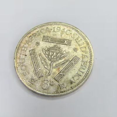 1940 SA Union 3d Tickey - uncirculated with some toning