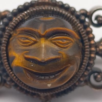 Silver Arte Nouveau brooch with carved tigers eye - exquisite detail