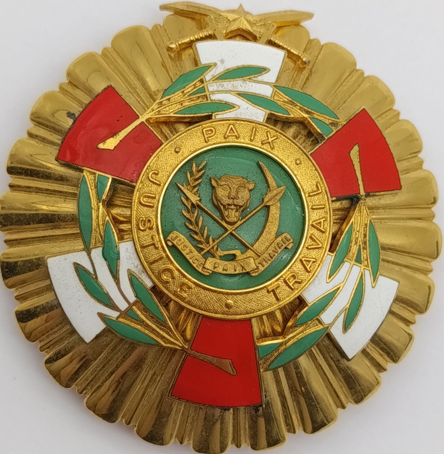 Order of Zaire Grand officer star badge with crossed swords - Arthus Bertrand military issue