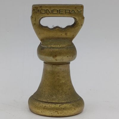 Vintage Ponderax advertising brass bell weight shaped paperweight