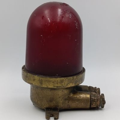 Vintage brass ship's passage light with red dome