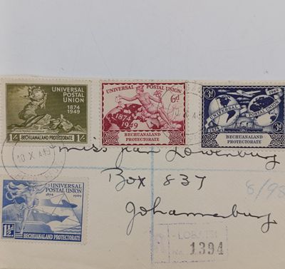 Universal Postal Union Stamps 1949 - First Day Useage - Northern Rhodesia  Southern Rhodesia Swaziland Bechuanaland Protectorate  Basutoland