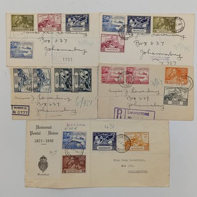 Universal Postal Union Stamps 1949 - First Day Useage - Northern Rhodesia  Southern Rhodesia Swaziland Bechuanaland Protectorate  Basutoland
