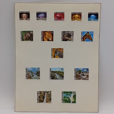 Last Rhodesia definitive series of stamps - both used and mint - plus First Zimbabwe set used