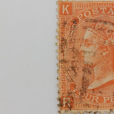 Great Britain 4d stamp SG 94 plate 12 vermillion used