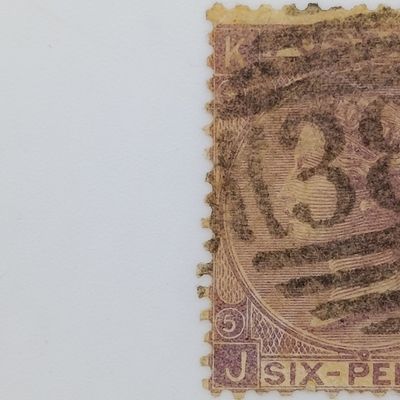 Great Britain SG 97 plate 5 six pence stamp cancelled 383