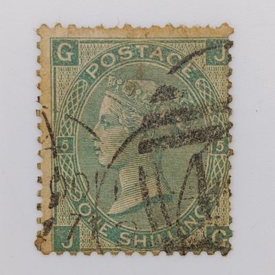 Great Britain SG 117 one shilling stamp plate 5 used
