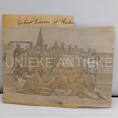 Boer War POW Front Potchefstroom ZAR to PL Bodenstein Deadwood Camp St Helena, Other side a photo of School lessons at St Helena