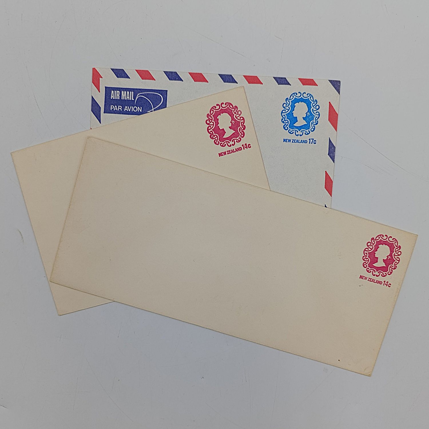 New Zealand envelopes with Pre-printed postage - unused - 3 types