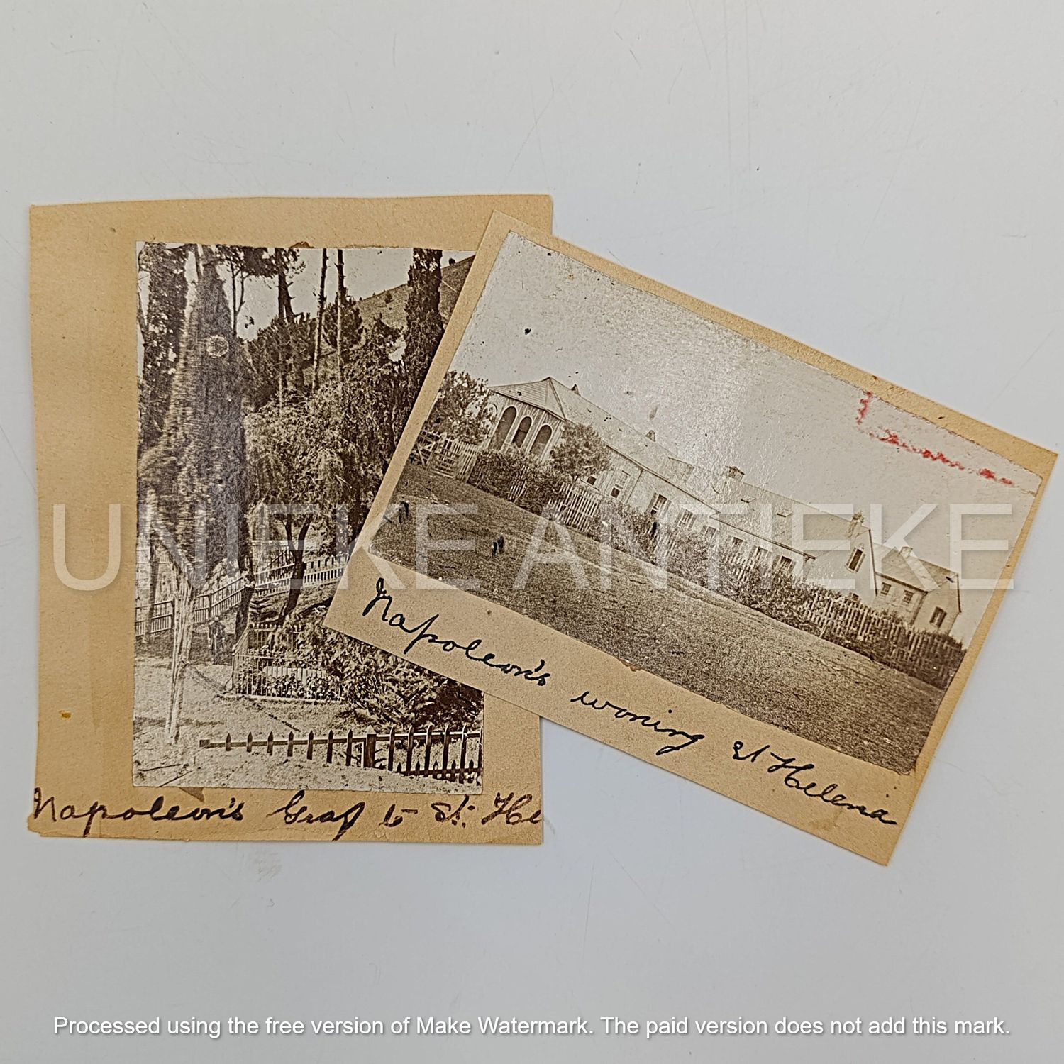 Pair of Pictures from St Helena Island 191 showing Napoleon&#39;s Grave and house - Brought back by Boer POW