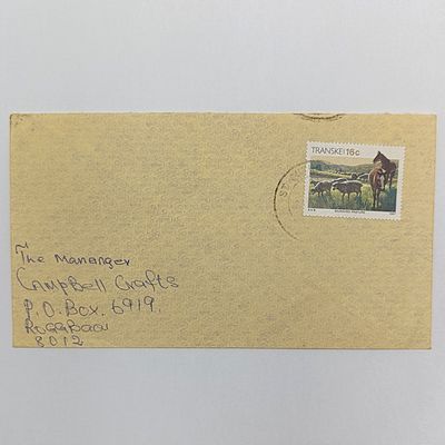 Actual useage of Transkei stamp on cover