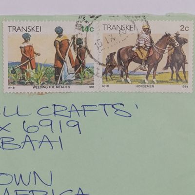 Real usage of Transkei stamps on envelope