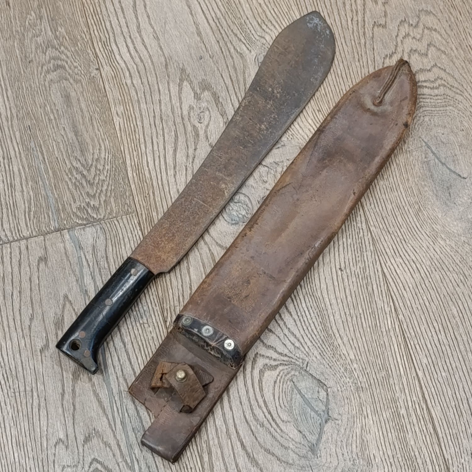 WW2 US Army Legitimus Collins and Co. 1250 machete with leather sheath - dated 1940