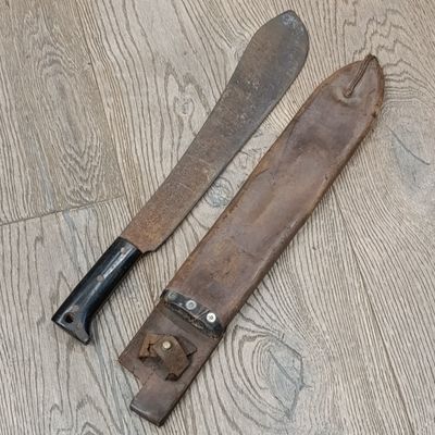 WW2 US Army Legitimus Collins and Co. 1250 machete with leather sheath - dated 1940