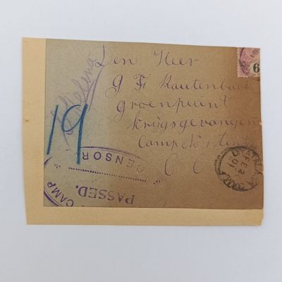 Pair of Boer War POW cover stuck back to back one from Bermuda 1901 to JFD Oosthuizen St Helena and one from Diyatalawa, India to JF Rautenbach Groenpunt