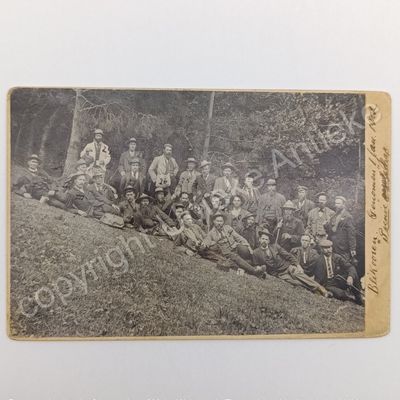 Original photo of Deadwood camp St Helena POW&#39;S on picnic 1 Jan 1902 with names at the back (30)