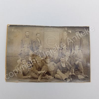 Boer War POW photo St Helena - inscribed Vereeniging with 16 POW&#39;S at the back a Boer War cover Pretoria ZAR to JCS Bosman, Deadwood Camp St Helena