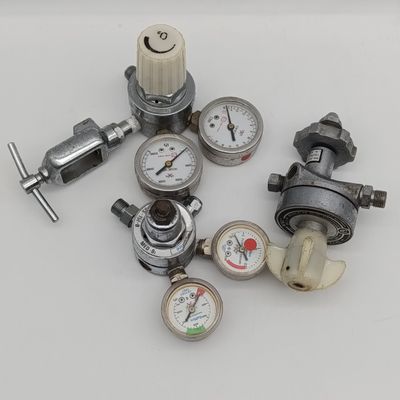 Lot of 3 vintage flow meter gauges and valves