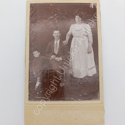 Antique photo of Abram Fouche amd his wife and their son Johan Adam Fouche