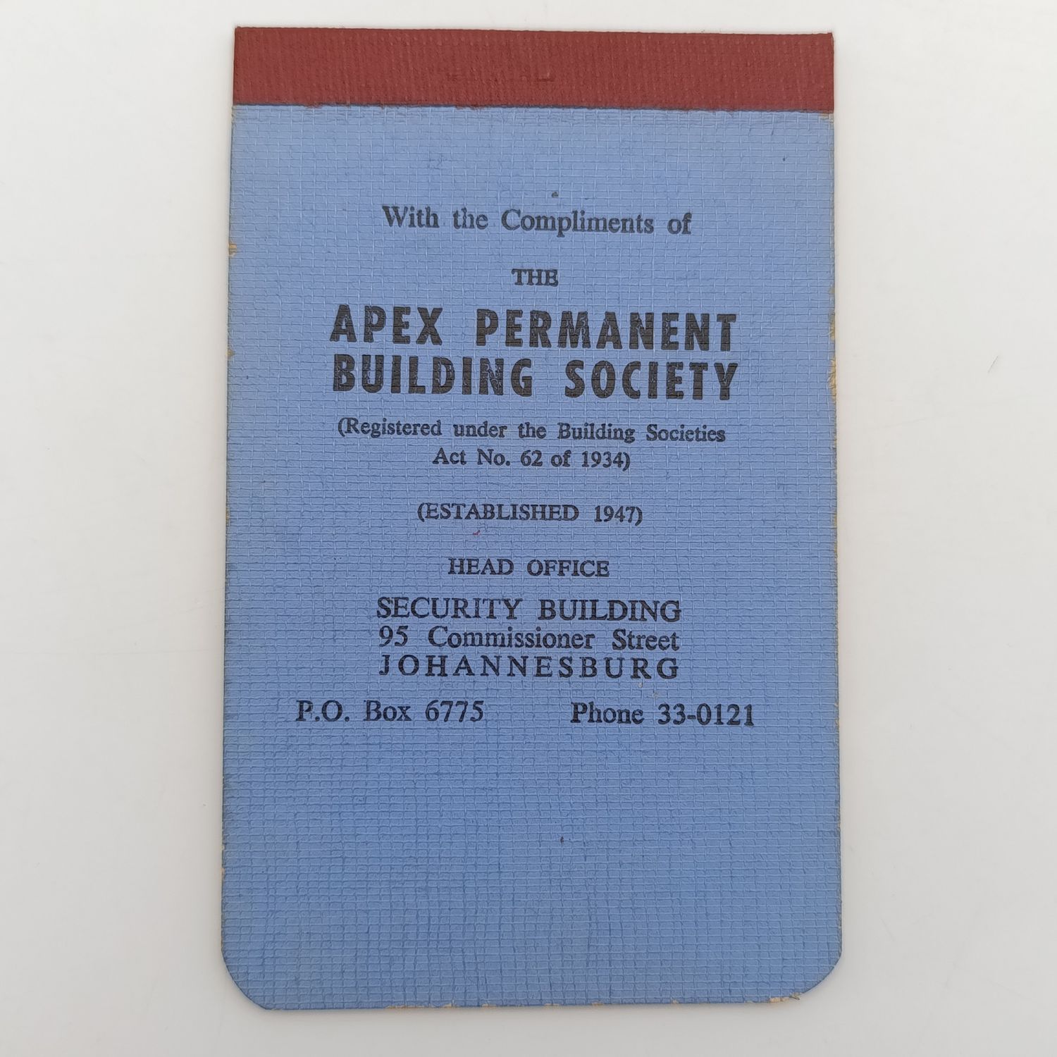 Vintage Apex Building Society note book, scarce