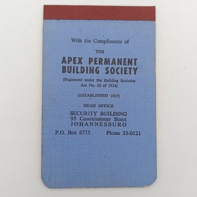 Vintage Apex Building Society note book, scarce