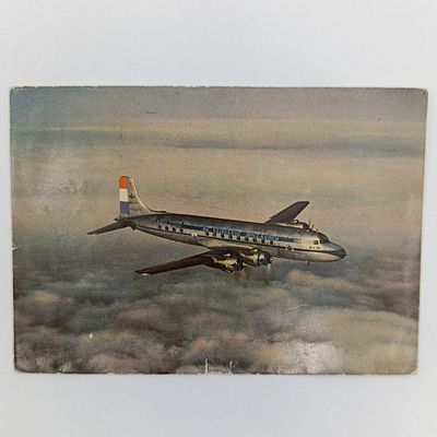 Postcard 1951 to Port Elizabeth, South Africa from Roma, Italy and rerouted to Abraka, Nigeria - picture of Douglas DC 6