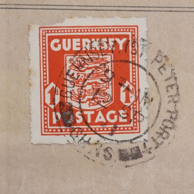 Guernsey Evening Press Newspaper wrapper posted Guernsey to Jersey from St Peter port post office with 1d Guernsey stamp - during German occupation of Guernsey posted 12 Sept 1941 during WW2