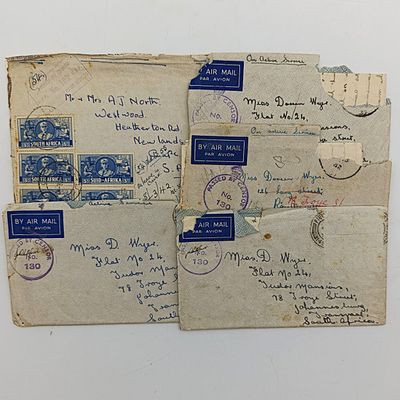Lot of 5 wartime WW2 letters with contents and censor marks Addressed to Wyer and North