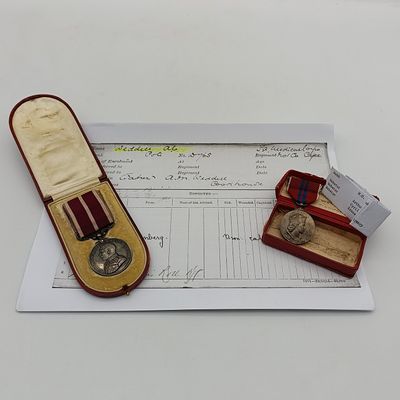WW1 Military service Merit medal issued to 425 staff sergeant Andrew Campbell Weddell including 1953 coronation medal with documents