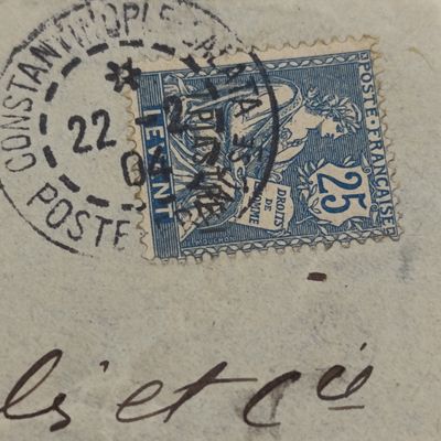 Letter front posted Constantinople, France 22-2-1904 with 25c French stamp - posted to Zurich Switzerland