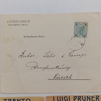 Lot of 5 Austrian postal fronts to Zurich Switzerland dates to roughly 1900-1910 - with total of 9 stamps