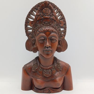 Vintage Fathima Bali hand carved wooden bust - size 33cm