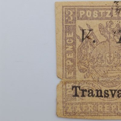 ZAR 1877 Imperforate 3d mauve on Buff - Italic VR over print
