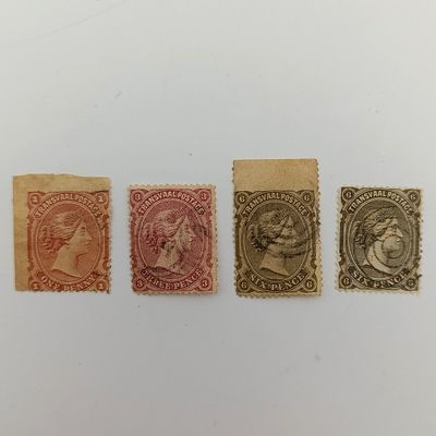ZAR 1878 Queen Victoria Heads lot of 4 stamps
