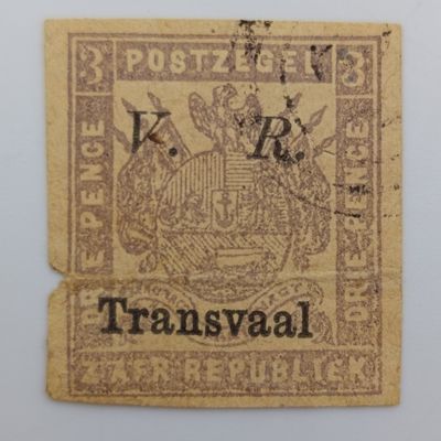 ZAR 1877 Imperforate 3d mauve on Buff - Italic VR over print