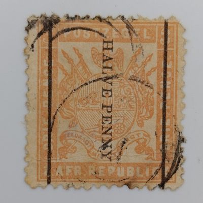 ZAR 1/2d on 3d downwards and upwards versions - used - 1895 and different shades