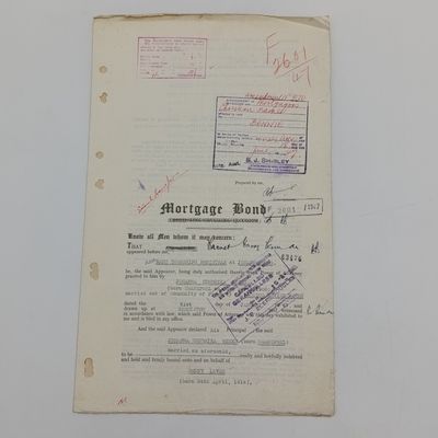 1947 Mortgage Bond granted by Bennie Lever to Johanna Hendrika Weeks (2nd bond after United Building society) on erf in Delville, Germiston - Power of Attorney and examination sheet for Rand Townships