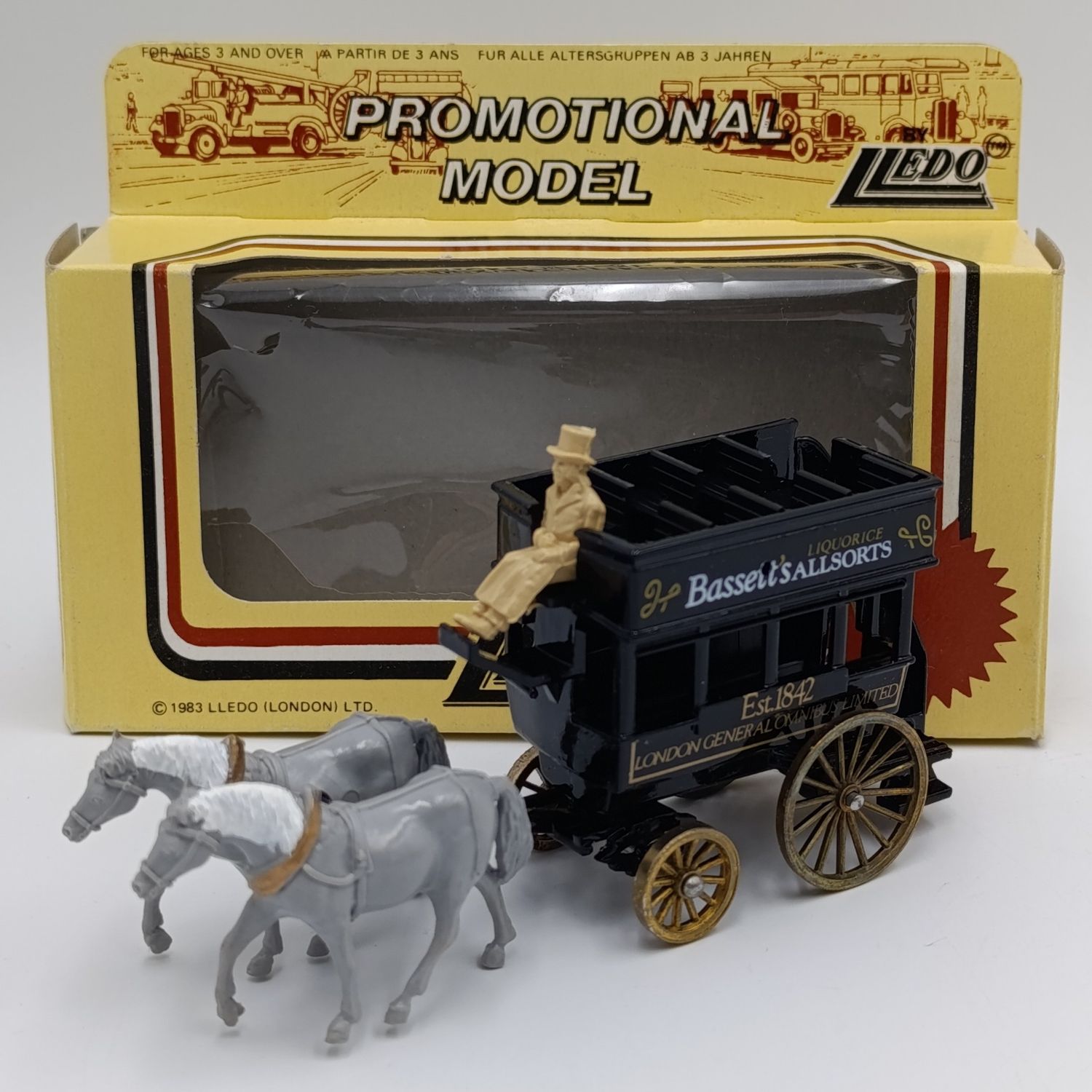 Lledo Basset's Liquorice all sorts horse-drawn advertising removal van die-cast model in box