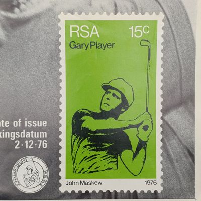 South Africa stamp Issue poster for SACC 413 - 1976 Gary Player