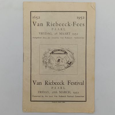 1952 Van Riebeeck Festival brochure - Paarl program