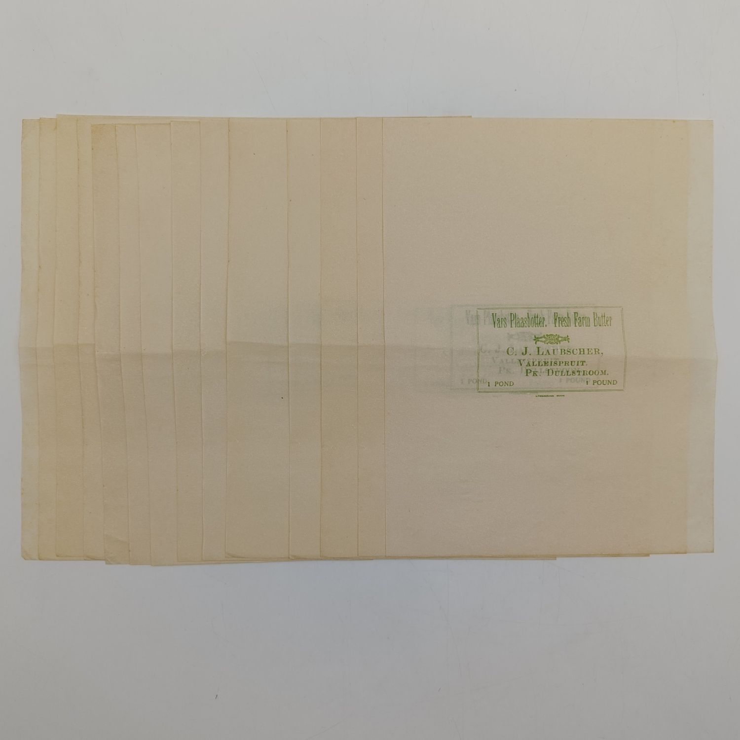 Butter packaging wrapper - CJ Laubscher Valleispruit Dullstroom - 1 pound lot of 14 wrappers