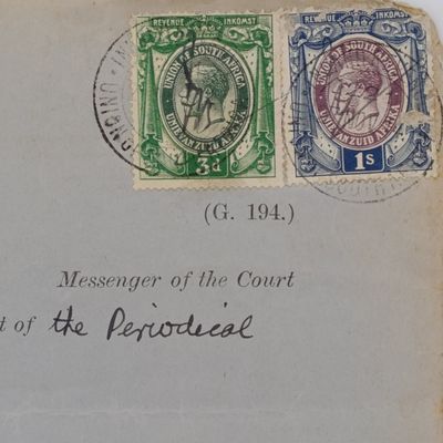 Order for seizure and arrest of property of Jan October after failing to pay rent to the widow CIM Hall in district Swellendam - 1914 - 4 revenue stamps of union of South Africa