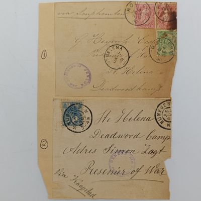 Lot of 3 Boer War POW fronts stuck back to back - Damaged but to soldiers who helped the boers and became POW&quot;S  1- From Belgium G.Heyink posted from Roulers, 19 Des 1900 to Deadwood camp St Helena