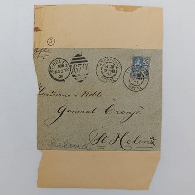 Lot of 3 Boer War POW fronts stuck back to back - Damaged but to soldiers who helped the boers and became POW"S 1- From Belgium G.Heyink posted from Roulers, 19 Des 1900 to Deadwood camp St Helena