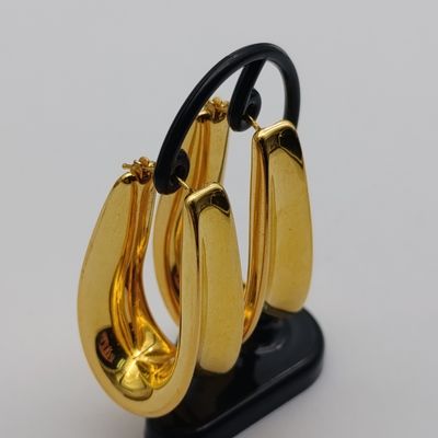 ORO Nuovo 14kt Gold Electroformed over resin elongated hoop earrings - bought for $149 in 2015 - weighs 10.7g