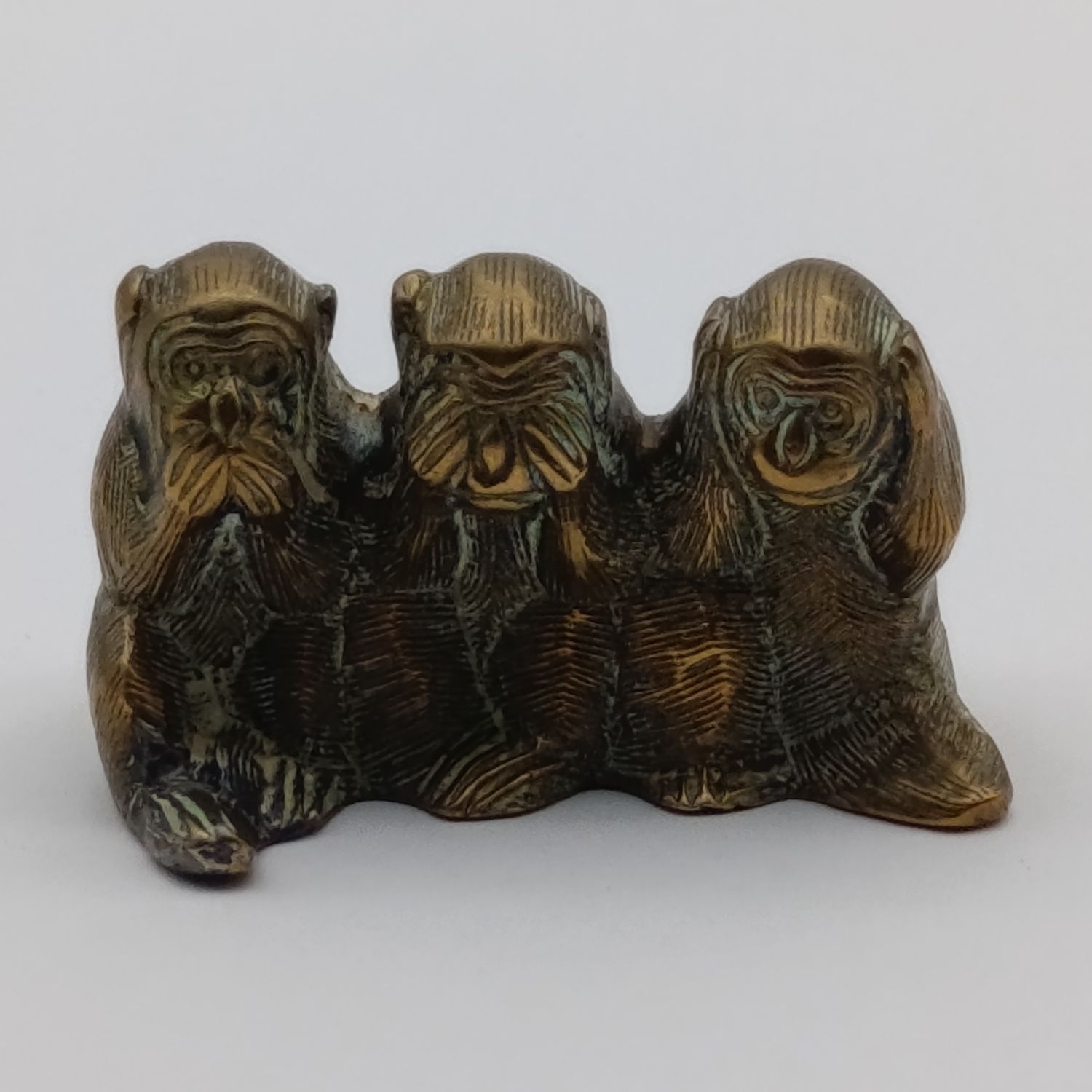 Vintage brass monkeys speak no evil, see no evil, hear no evil figurine