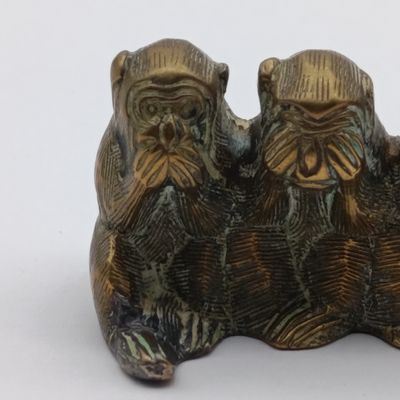 Vintage brass monkeys speak no evil, see no evil, hear no evil figurine